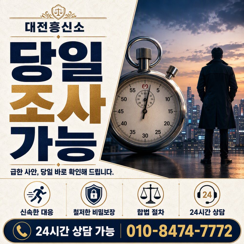대전흥신소 당일 조사 가능 — 급한 사안도 당일 바로 확인
