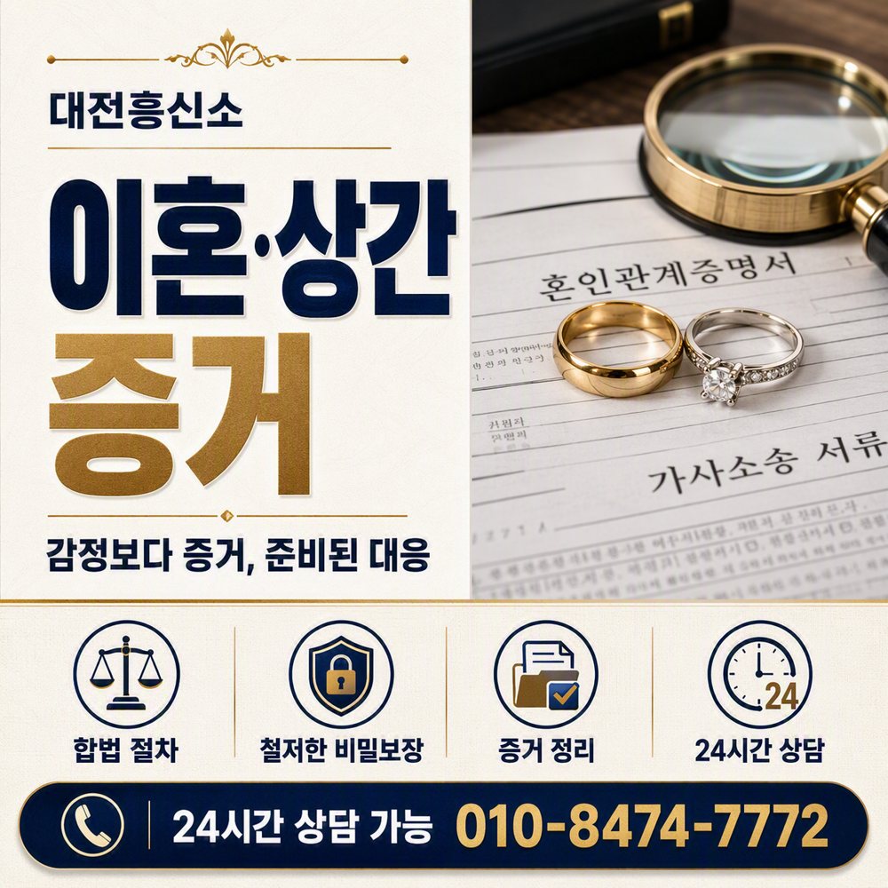 대전흥신소 대전흥신소 이혼·상간 증거 — 감정보다 증거, 준비된 대응