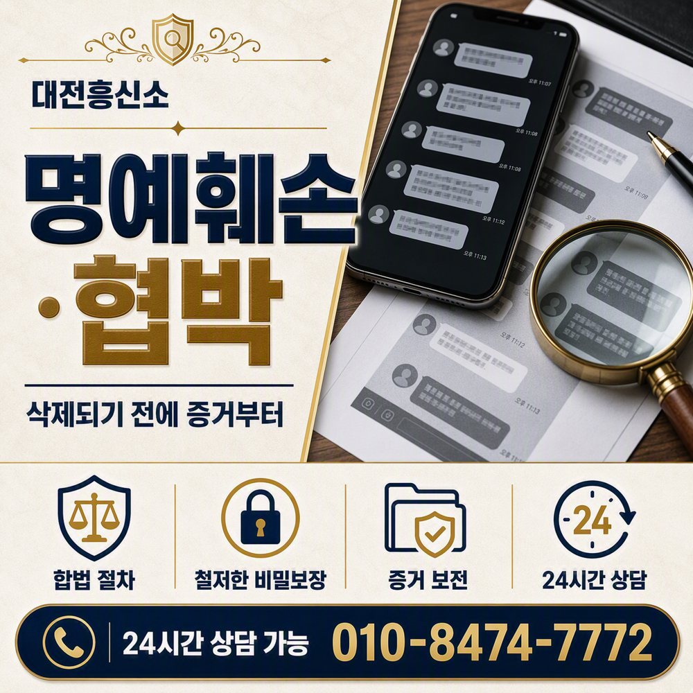 대전흥신소 대전 명예훼손·협박 · 삭제되기 전에 증거부터